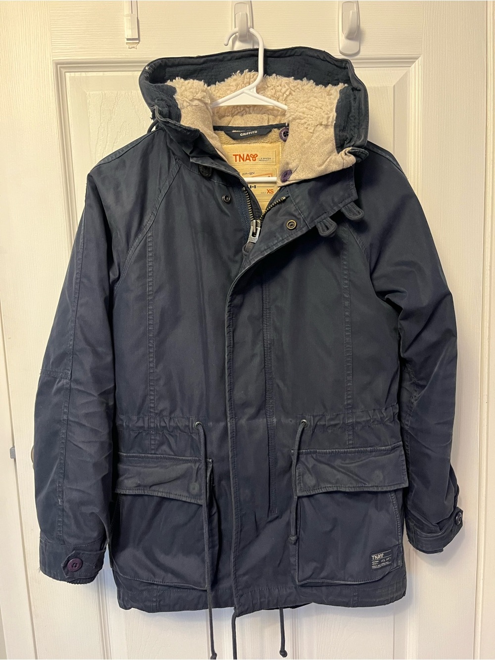 Aritzia TNA Griffith 3-in-1 Removable Sherpa Parka Jacket Navy Blue Size XS